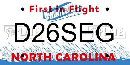 D26SEG North Carolina License Plate