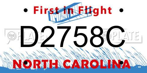 D2758C North Carolina License Plate