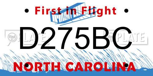 D275BC North Carolina License Plate