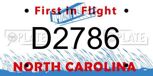 D2786 North Carolina License Plate