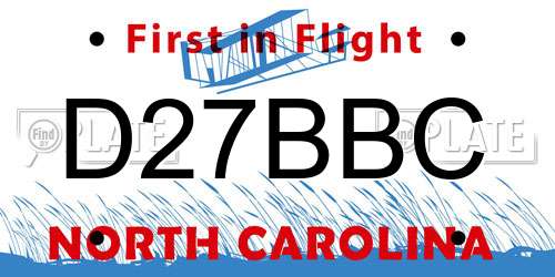 D27BBC North Carolina License Plate