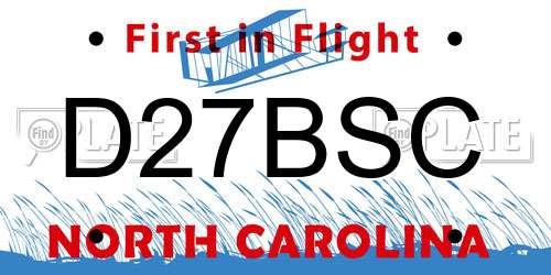 D27BSC North Carolina License Plate