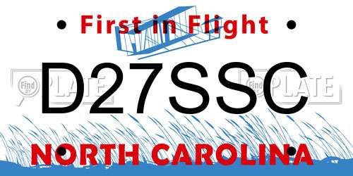 D27SSC North Carolina License Plate