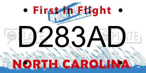 D283AD North Carolina License Plate