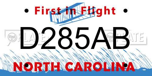 D285AB North Carolina License Plate
