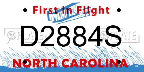 D2884S North Carolina License Plate