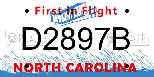 D2897B North Carolina License Plate
