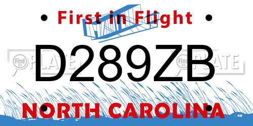 D289ZB North Carolina License Plate
