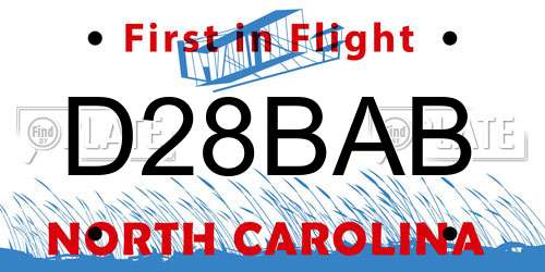 D28BAB North Carolina License Plate