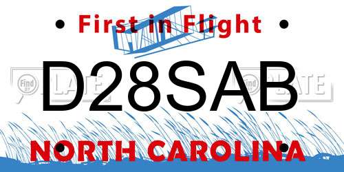 D28SAB North Carolina License Plate