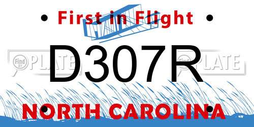 D307R North Carolina License Plate