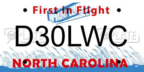D30LWC North Carolina License Plate