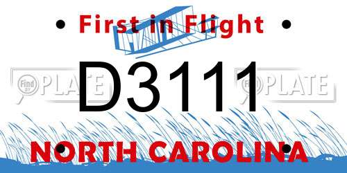 D3111 North Carolina License Plate