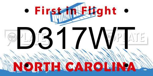 D317WT North Carolina License Plate