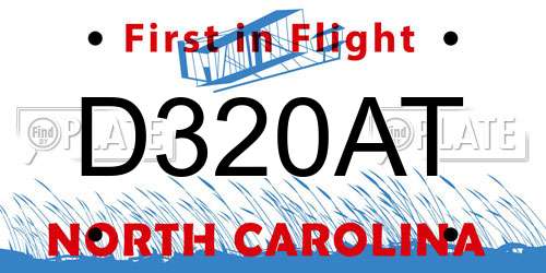 D320AT North Carolina License Plate