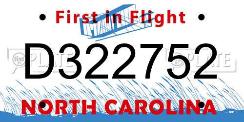 D322752 North Carolina License Plate