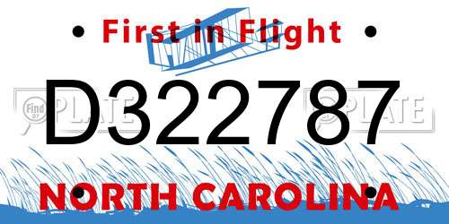 D322787 North Carolina License Plate
