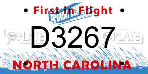 D3267 North Carolina License Plate