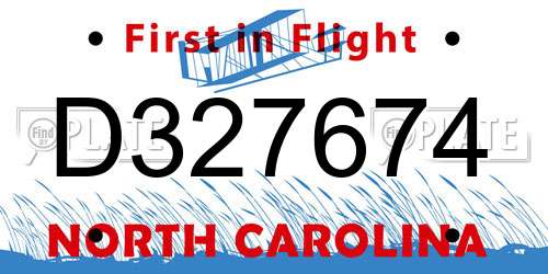 D327674 North Carolina License Plate