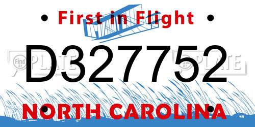 D327752 North Carolina License Plate