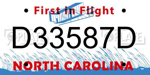 D33587D North Carolina License Plate