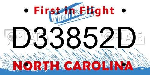 D33852D North Carolina License Plate