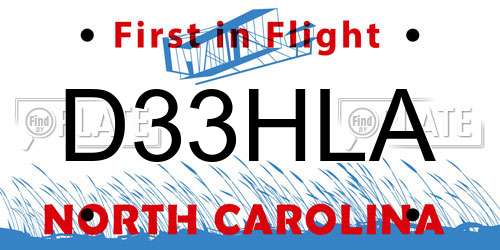 D33HLA North Carolina License Plate