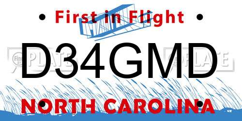 D34GMD North Carolina License Plate