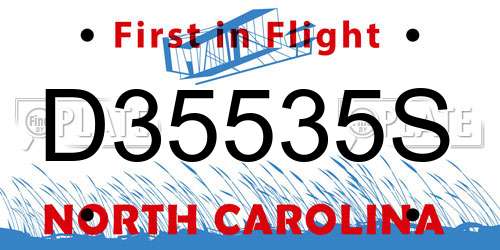 D35535S North Carolina License Plate