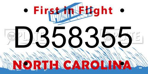 D358355 North Carolina License Plate