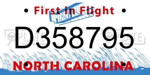 D358795 North Carolina License Plate