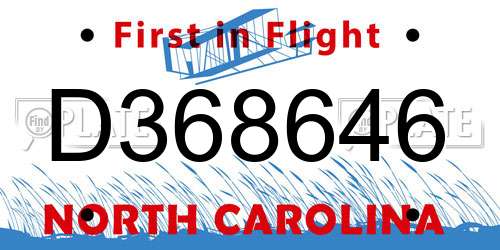 D368646 North Carolina License Plate