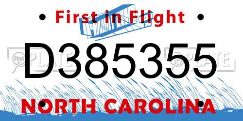 D385355 North Carolina License Plate