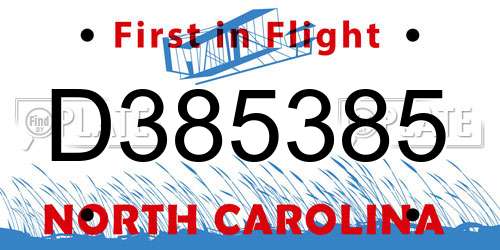D385385 North Carolina License Plate