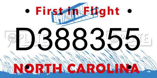 D388355 North Carolina License Plate