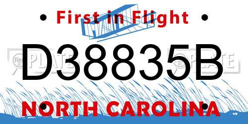 D38835B North Carolina License Plate