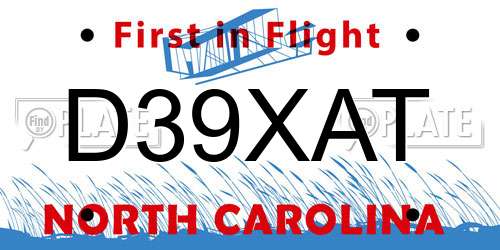 D39XAT North Carolina License Plate