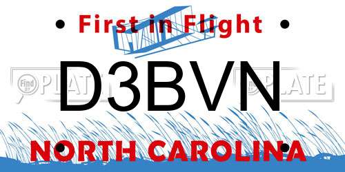 D3BVN North Carolina License Plate