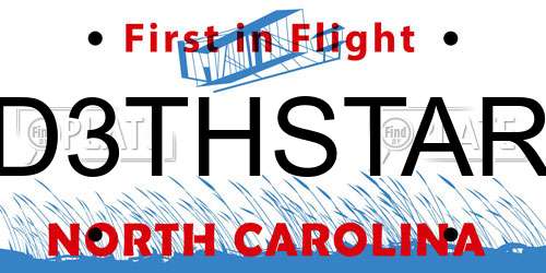 D3THSTAR North Carolina License Plate