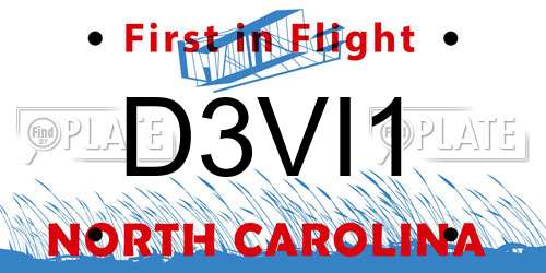 D3VI1 North Carolina License Plate