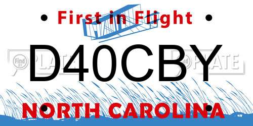 D40CBY North Carolina License Plate