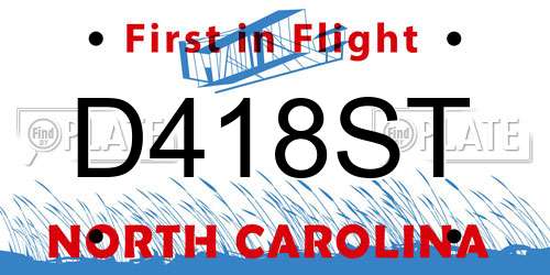 D418ST North Carolina License Plate