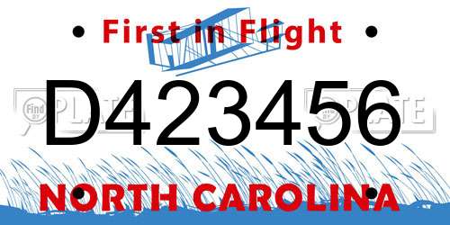 D423456 North Carolina License Plate