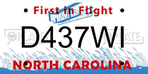 D437WI North Carolina License Plate