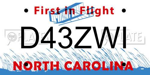 D43ZWI North Carolina License Plate