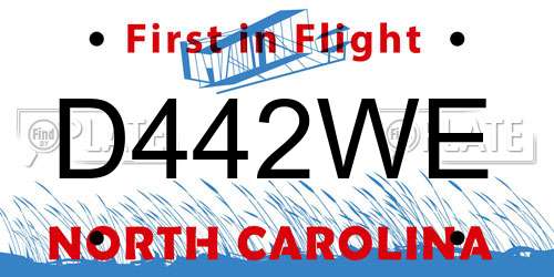 D442WE North Carolina License Plate