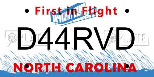 D44RVD North Carolina License Plate