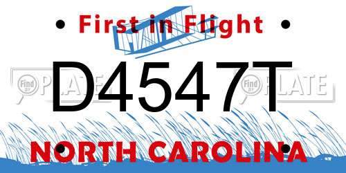 D4547T North Carolina License Plate