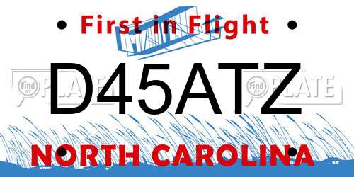 D45ATZ North Carolina License Plate