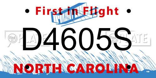D4605S North Carolina License Plate